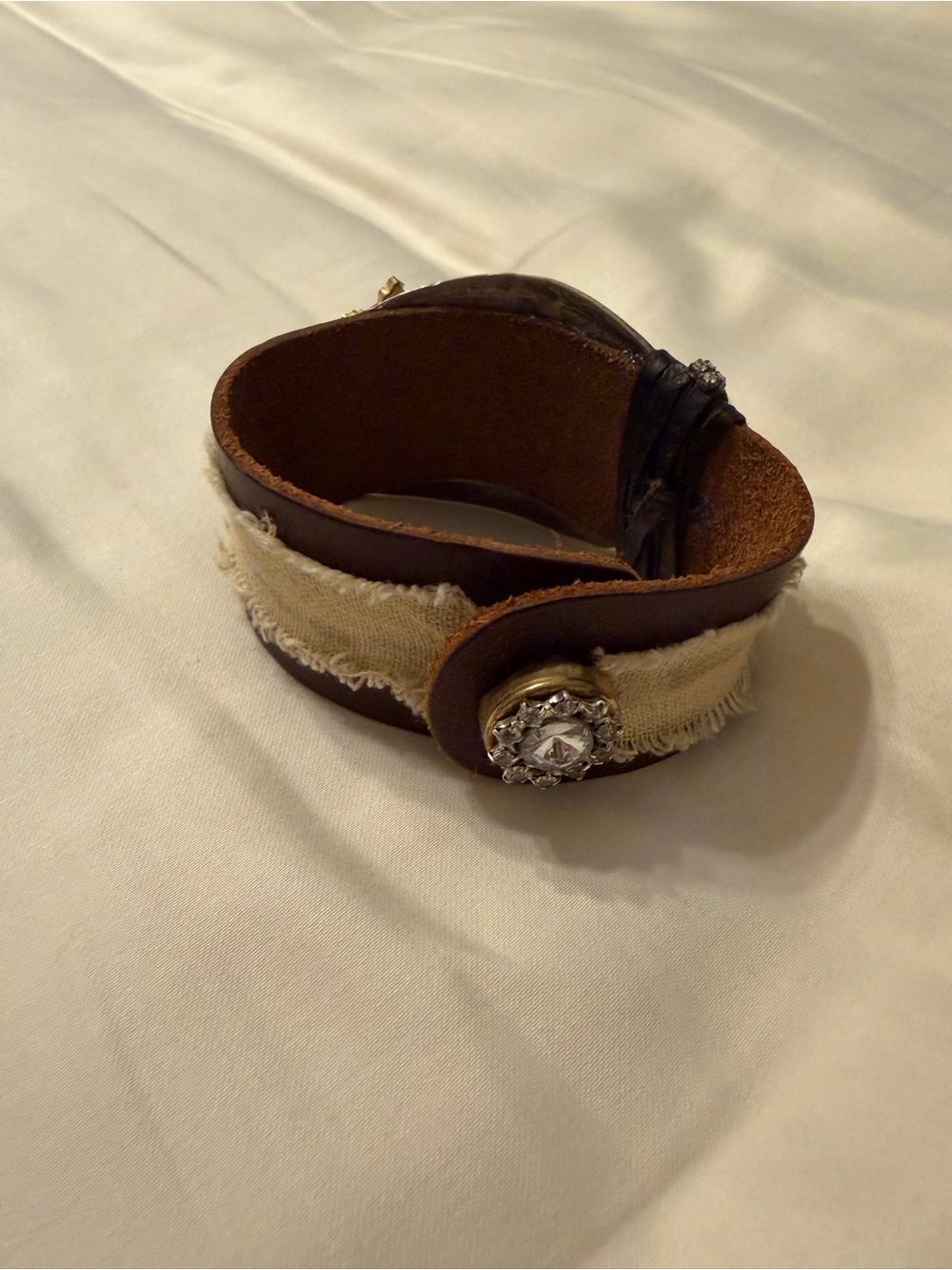 Junk Queen Statement Leather Cuff Bracelet - one of a kind vintage commissioned - Picture 2 of 5